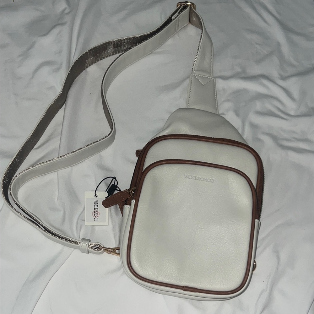 White and Brown Crossbody Bag